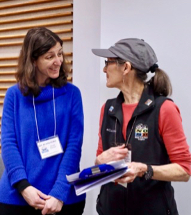 Virginia 2nd District Representative Elaine Luria chats with Carol Hopper-Brill during the 2020 Blue Crab Bowl. © Aileen Devlin | Virginia Sea Grant