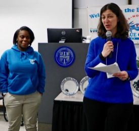 Representative Luria congratulates winning teams during the 2020 Blue Crab Bowl. © Aileen Devlin | Virginia Sea Grant. 