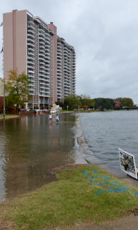 Seawater floods the Hague in Norfolk during the "King Tide" in October 2019.