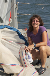 VIMS professor Deborah Steinberg with a plankton net.