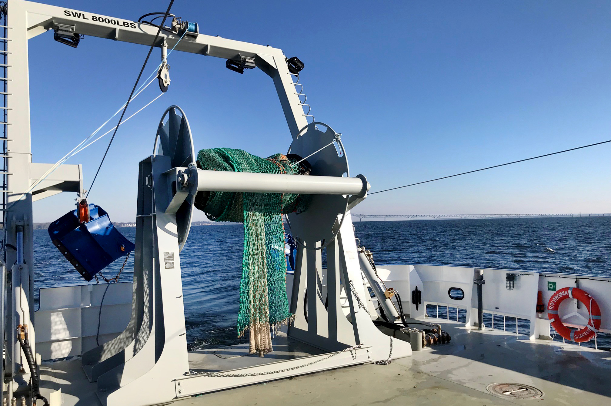 Back deck of the R/V Virginia outfitted with ChesMMAP Gear